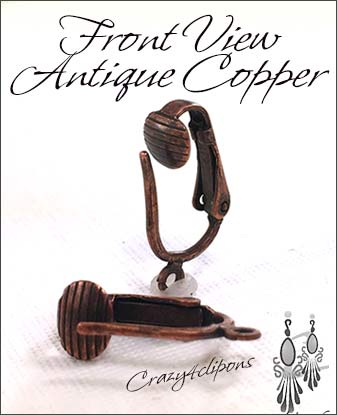 Clip Earrings Findings: Antique Copper Pierced-Like Clips