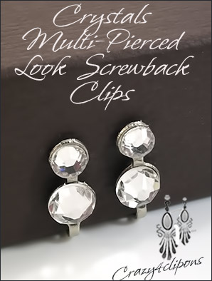 Crystal Multi-Pierced Look-Like Clip Findings