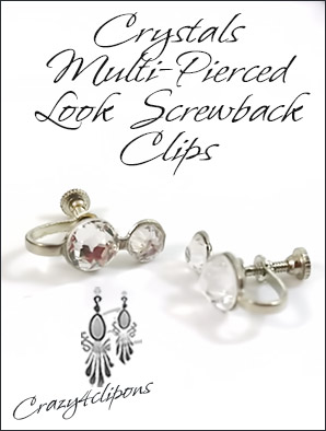 Crystal Multi-Pierced Look-Like Clip Findings