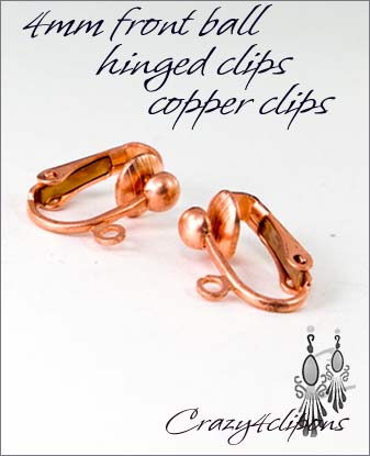 Clip Earrings Findings: Copper 4mm Front Ball