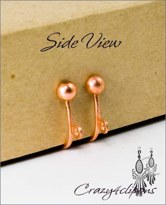 Clip Earrings Findings: Copper 4mm Front Ball