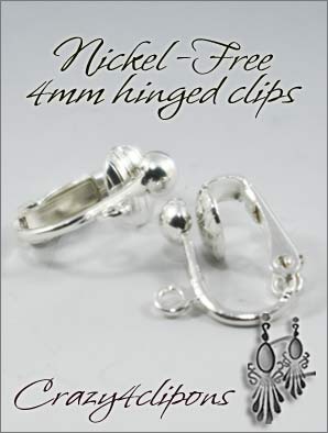 Clip Earrings Findings: 4mm Nickel-Free Hinged Parts