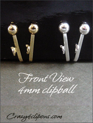 Clip Earrings Findings: Gold/Silver 4mm Hinged Parts