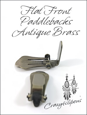 Clip Earrings Findings: Brass / Bronze Front Pad Paddle-Back Parts
