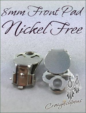 Clip Earrings Findings: 8mm Paddle Back - Nickel Free