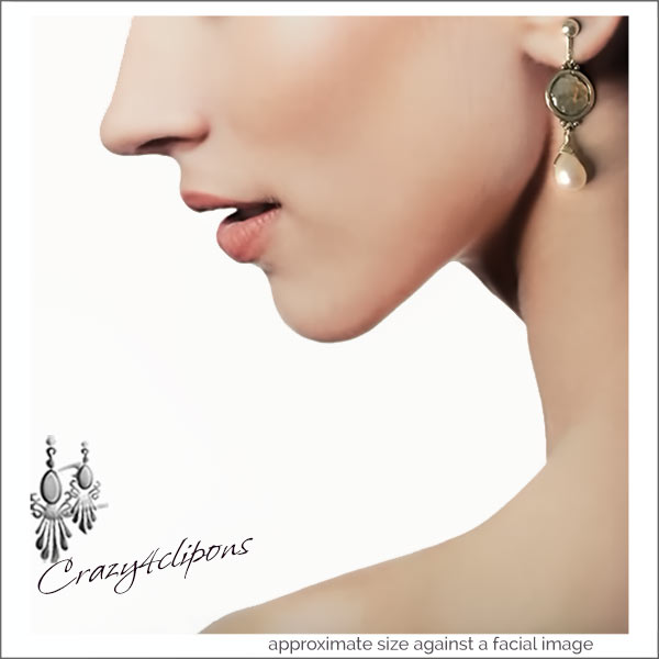 Hammered Sterling Silver & Pearl Clip On Earrings