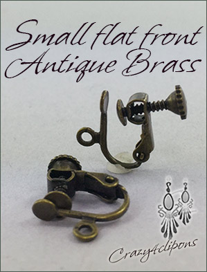 Clip Earrings Findings: Small Antique Brass Screw-back