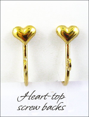 Clip Earrings Findings: Screw w/Fancy Hearts