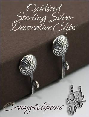 Clip Earrings Findings: Oxidized Sterling Silver