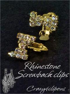 Clip Earrings Findings: Parts w/ Rhinestones
