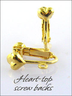 Clip Earrings Findings: Screw w/Fancy Hearts