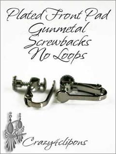 Clip Earrings Findings: Gunmetal Front Pad Screw Backs Parts