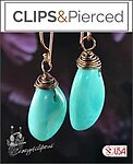 Chic Summer Style. Turquoise-like (Clipon & Pierced) Earrings