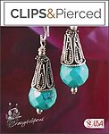 Turquoise & Silver Earrings | Pierced or Clips
