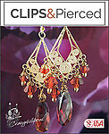 Stylish Filigree Gold & Red Chandelier Earrings