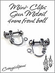 Small Gunmetal Clip Findings: Screw back Clips 4mm