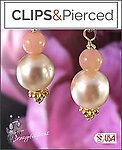 Eye-Catching Pink Opal Faux Pearl Earrings. Clipon and Pierced