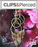 Diva Glamour. Bold Gold Fringed Clips Earrings Hoops