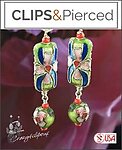 Fun & Colorful Cloisonne Beads Clip Earrings