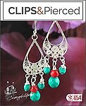 Summer Bliss: Playful Coral and Turquoise Clip Earrings