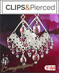 Stunning Purple Pearl Sterling Silver Chandelier Clip Earrings