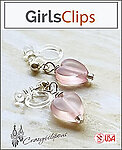 Frosted Pink Hearts Girls Clip Earrings