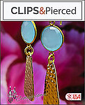 Ocean Elegance: Blue Chalcedony Dangle Clip Earrings