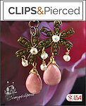 Floral Antique Brass ClipOn Earrings