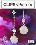 Elegant Moonstone Dangling ClipOn Earrings