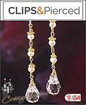 Long Dangling Crystal Earrings | Pierced or Clips