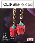 Boho Turquoise & Red Cinnabar Earrings | Pierced or Clips