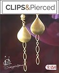 Gold Filled Dangling Teardrop Clip Earrings