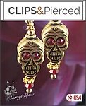 Golden Skulls Clip On Earrings