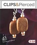 Light Bohemian, Bayong Wood & Pearls Clip Earrings