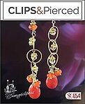 Playful Movement: Gold Dangling Clip On Earrings with Carnelian