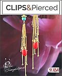 Sunny Radiance: Coral & Gold Filled Tassel Clip Earrings