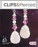 Beautiful Mother of Pearl w/ Swarovski Crystal Earrings - Clipon or Pierced