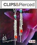 Long Clip Earrings with Sterling Silver, Coral, and Turquoise Tassels