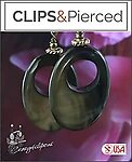 Enchanting Greens: Mother of Pearl Hoop Clip Earrings