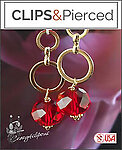 Mini Hoops & Red Crystal Christmas Earrings