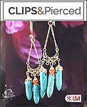 Handcrafted Gold & Turquoise Clip Earrings