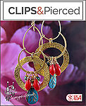 Eclectic Gold Dangling Hoops Clip Earrings