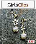 Dangling Mother of Pearl Girls Clip Earrings