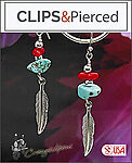 SouthWest Classic Feather Turquoise Clip Earrings